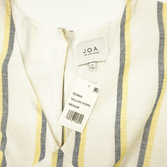 J.O.A. Striped Ruffle Flutter Trim Faux Wrap Dress - Picture 3 of 6